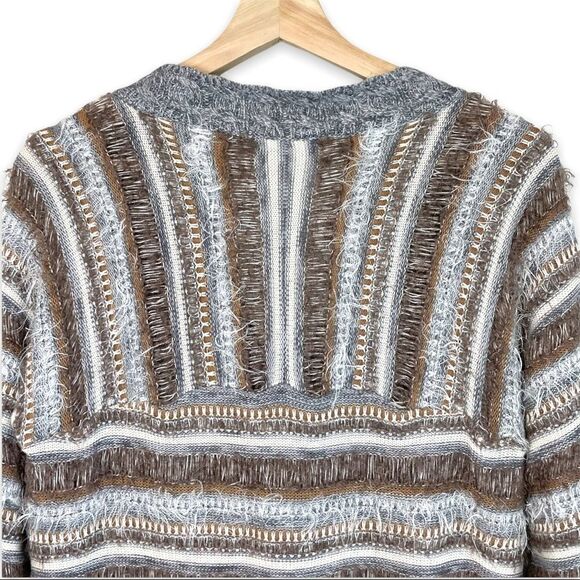 Nic + Zoe Striped Eyelash Cardigan Viscose Blend - Picture 7 of 9